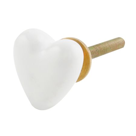 White Tiny Heart Ceramic Cabinet Knobs
